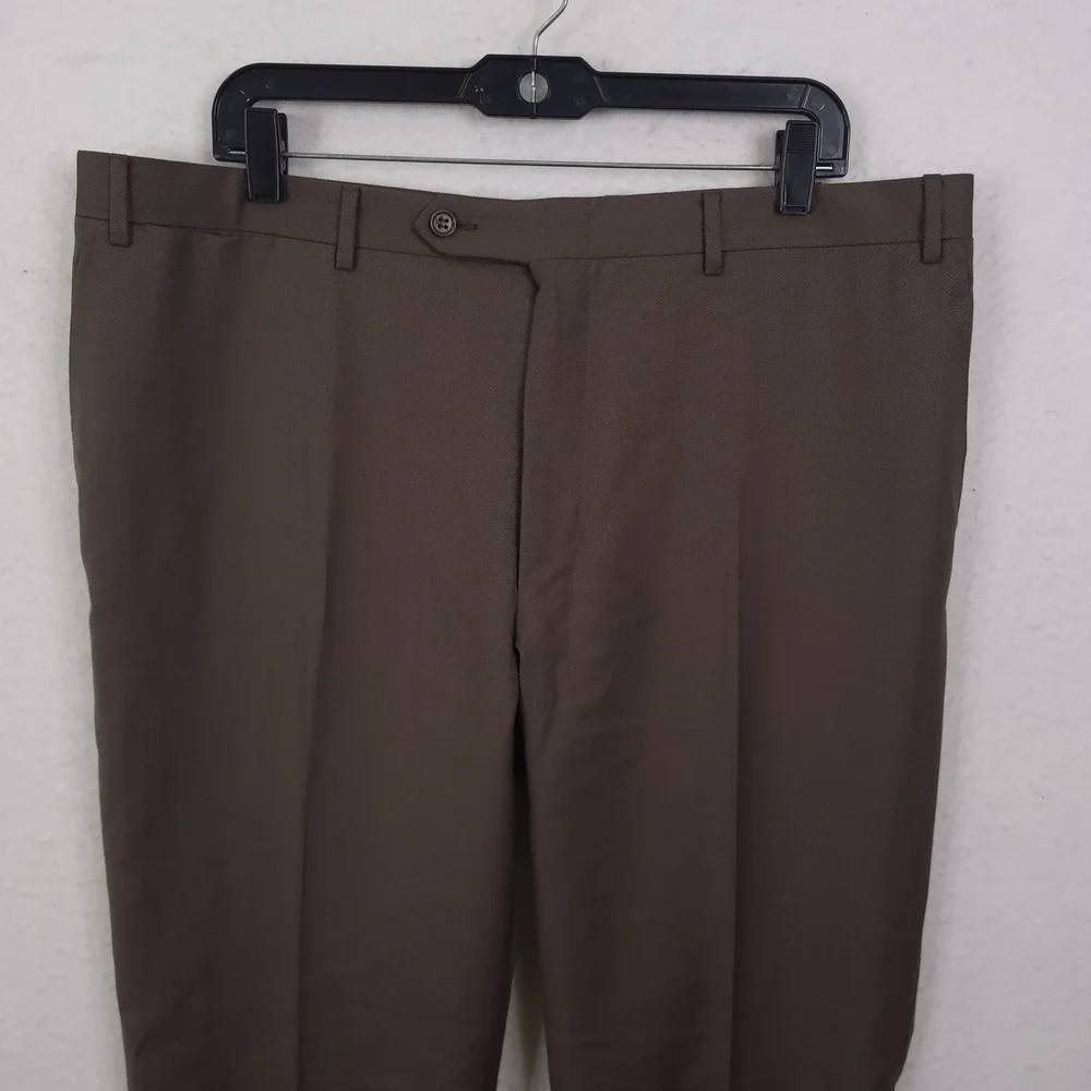 Canali Dress Pants Mens 38x30 Brown 100% Wool Flat Front Tailored Made in Italy